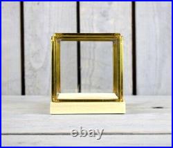 Small Glass and Brass Display Showcase Box Dome with Wooden Base