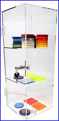 T'z Tagz 3 Shelf Clear Acrylic Display Case, Locking Showcase Cabinet 16H