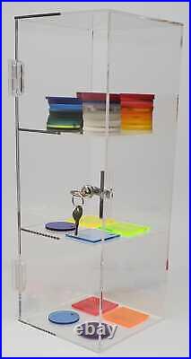 T'z Tagz 3 Shelf Clear Acrylic Display Case, Locking Showcase Cabinet 16H