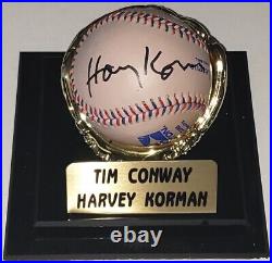 TIM CONWAY HARVEY KORMAN SIGNED BASEBALL With DISPLAY CASE CAROL BURNETT SHOW BAS