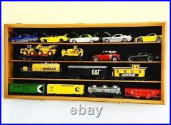 Train Display Case O Scale Oak Railroad Model Locomotive Wood Showcase Cabinet