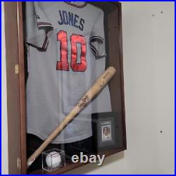 Uniform Display Case Extra Deep Black Jersey Jacket Shadow Box Bat Rack Cabinet