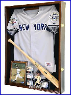 Uniform Display Case Extra Deep Black Jersey Jacket Shadow Box Bat Rack Cabinet