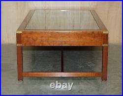 Unique Kennedy Showcase Display Military Campaign Mahogany & Glass Coffee Table