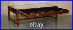 Unique Kennedy Showcase Display Military Campaign Mahogany & Glass Coffee Table