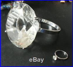 Unique Large Cut Glass Store Showcase Display Diamond Ring 3 1/4 Wide LOOK