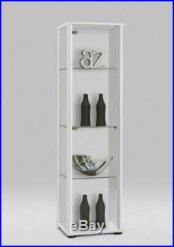 Vertical Tall Narrow White Showcase Display Cabinet/Shelving Unit/Glass Shelves