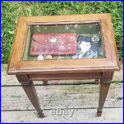 Vintage Brandt Medici Curio Table Vitrine Glass Display Case Hinged Lid 19 Rare