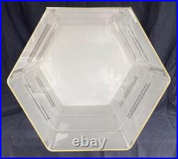 Vintage Hexagonal Display Showcase. 3 Tier Shelf Clear Lucite w Door Cabinet