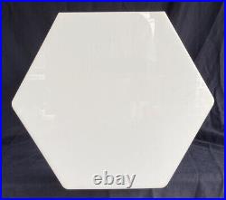 Vintage Hexagonal Display Showcase. 3 Tier Shelf Clear Lucite w Door Cabinet