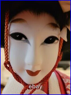 Vintage Japanese Nishi Geisha Doll in Glass Display Showcase Case Made In Japan