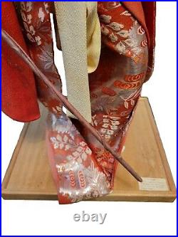 Vintage Japanese Nishi Geisha Doll in Glass Display Showcase Case Made In Japan