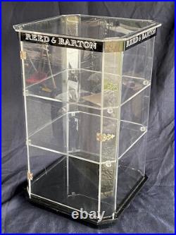 Vintage REED & BARTON Display Showcase. 3 Tier Shelf Clear Lucite w Door Cabinet