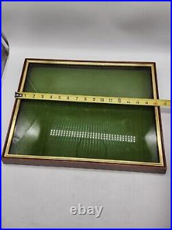 Vintage Wood Glass Velvet Display for jewelry, watches, coins, medals