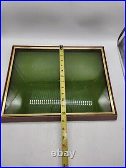 Vintage Wood Glass Velvet Display for jewelry, watches, coins, medals