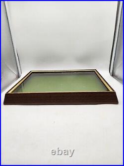 Vintage Wood Glass Velvet Display for jewelry, watches, coins, medals