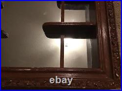 Vintage Wooden Frame Mirror Display Solid Frame Ornate Showcase Collectibles