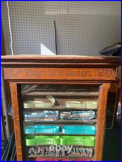 W4 Vintage Eagle Silk Garters Oak Display Case Showcase Country Store Counter