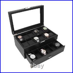 Watch Display Storage Case 2 Tier PU Leather Liner Watch Display Storage Box 24