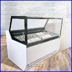 Wixkix Italian Ice Cream Display Cabinet Gelato Freezer Showcase Case LED Light