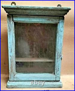 Wood Cabinet Restored Curio Display showcase scraped color solid back shabbychic