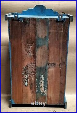 Wood Cabinet Restored Curio Display showcase scraped color solid back shabbychic