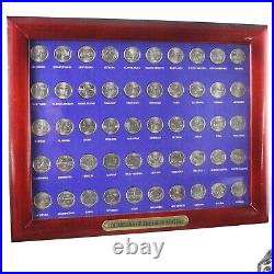 Wood Grain 50 State Quarter Collectors Showcase Coin Display Frame with Quarters