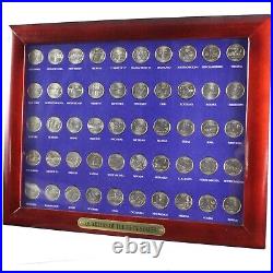 Wood Grain 50 State Quarter Collectors Showcase Coin Display Frame with Quarters