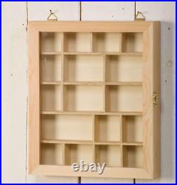 Wooden Display Cabinet 23 cm x 28 cm, Showcase, Wood, Beige, Decorative
