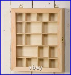 Wooden Display Cabinet 23 cm x 28 cm, Showcase, Wood, Beige, Decorative