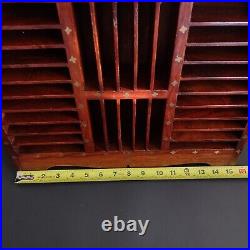 Wooden Storage Showcase Collector's rack Inlay Brass Flowers 30 Shelves VTG 70's